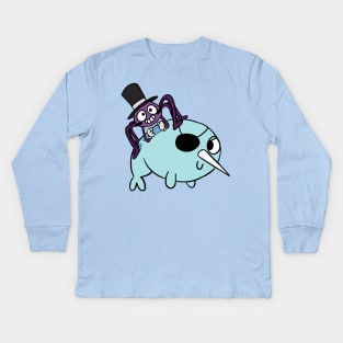 Star VS The Forces Of Evil! Spider in a top hat and narwhal Kids Long Sleeve T-Shirt